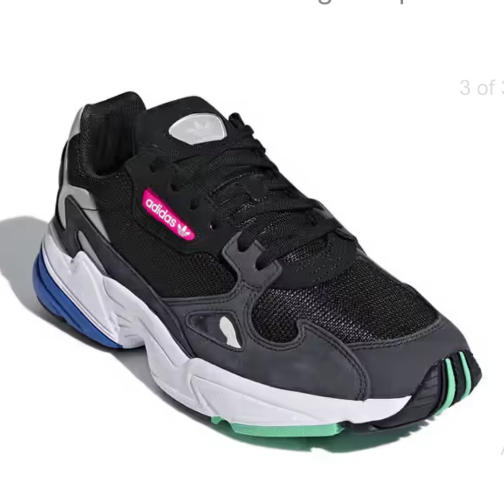 Adidas Black Sneakers with Pink and Green Highlights